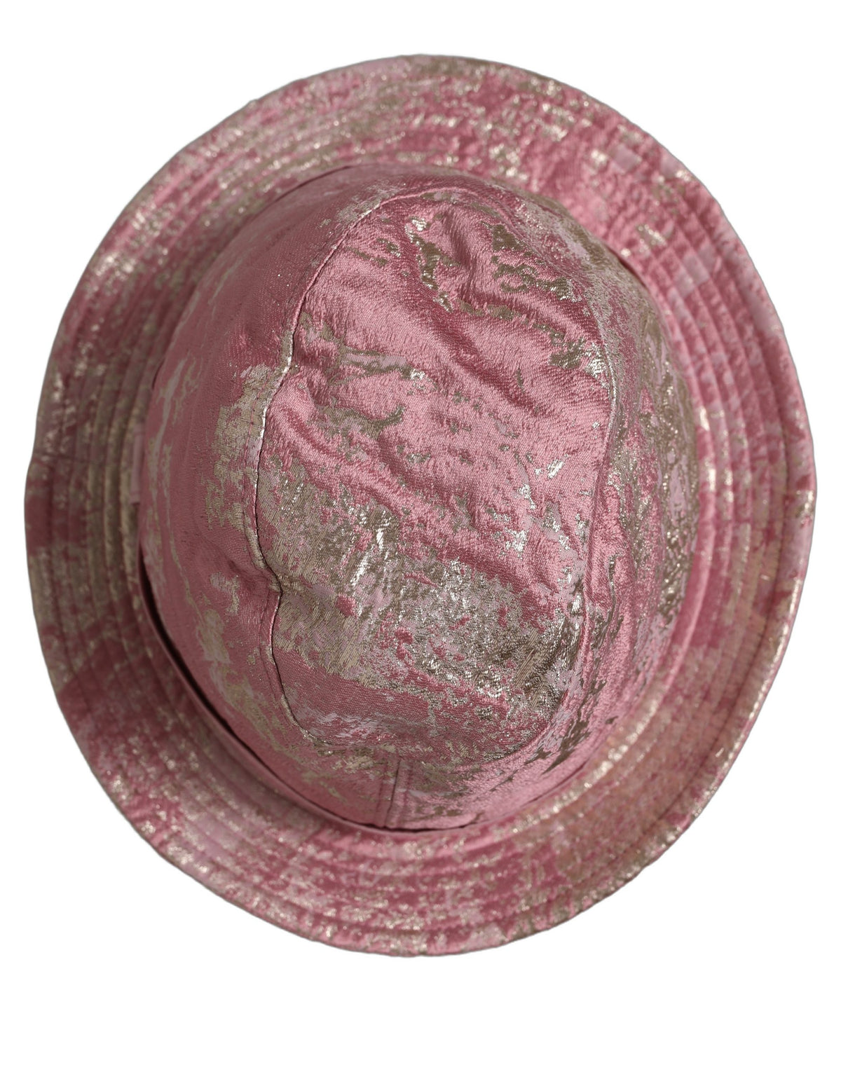 Pre-Owned Dolce & Gabbana Pink Metallic Jacquard Pattern Bucket Capello Hat