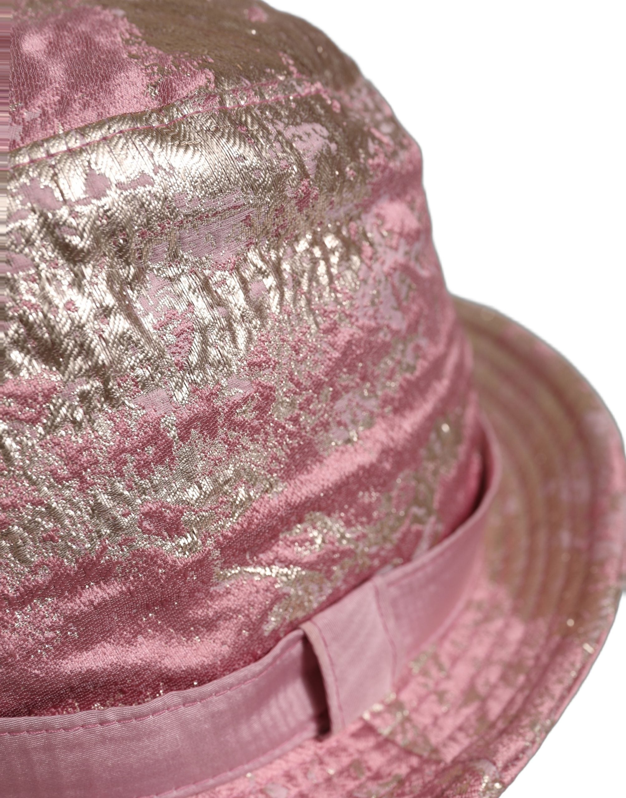 Dolce & Gabbana Pink Metallic Jacquard Pattern Bucket Capello Hat