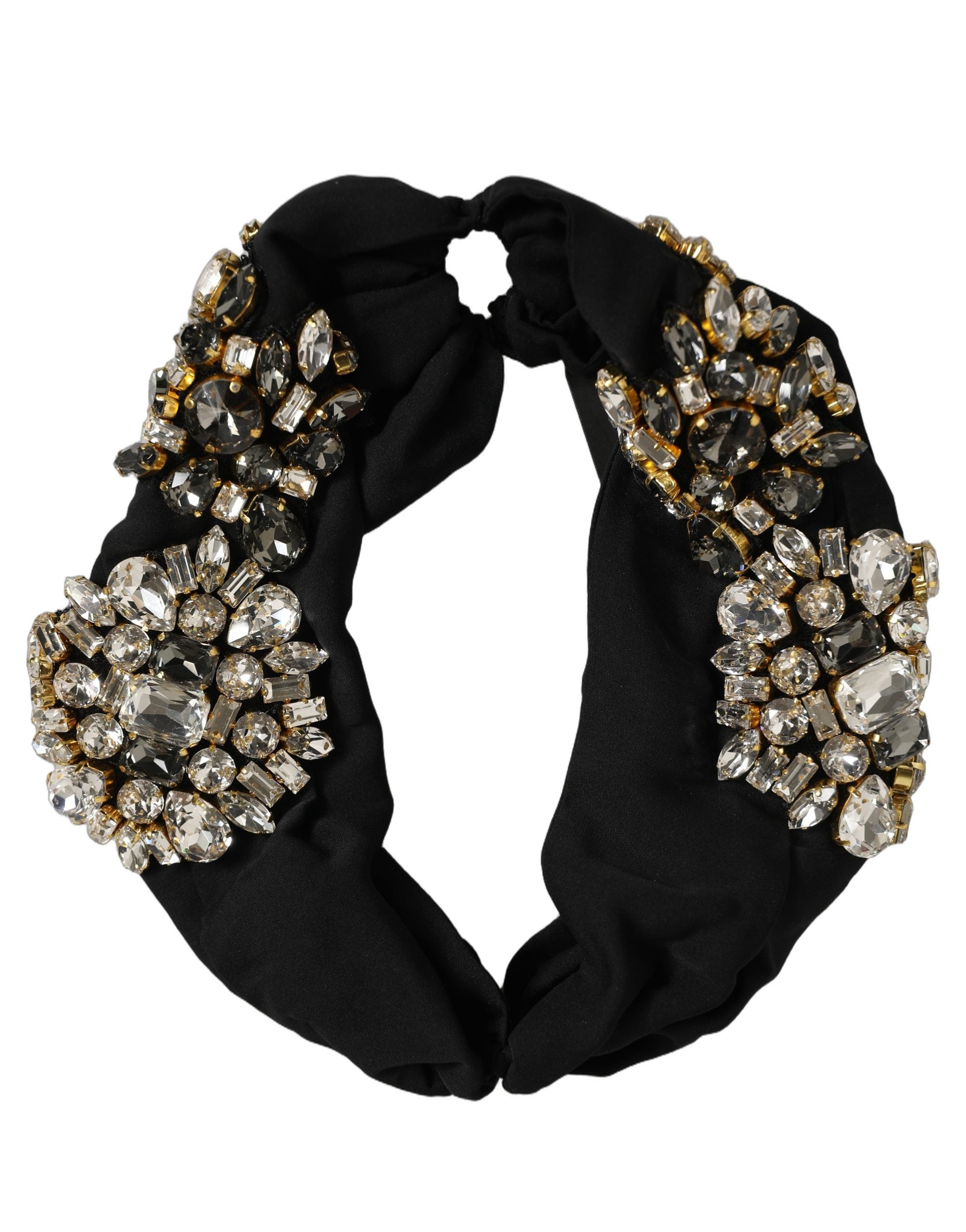 Dolce & Gabbana Black Silk Crystal Embellishment One Size Headband