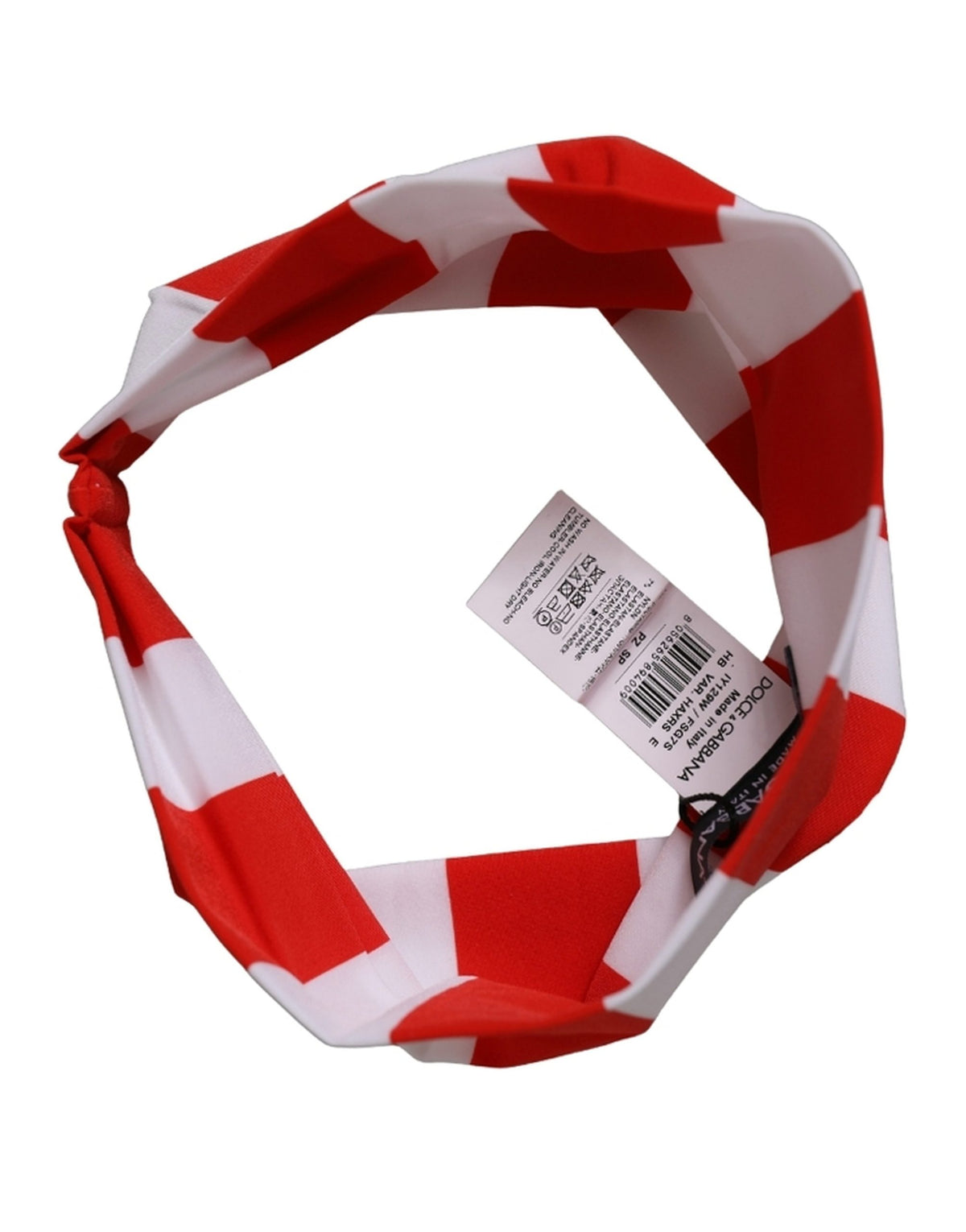 New Dolce & Gabbana Red White Stripes Nylon Head Wrap One Size Headband
