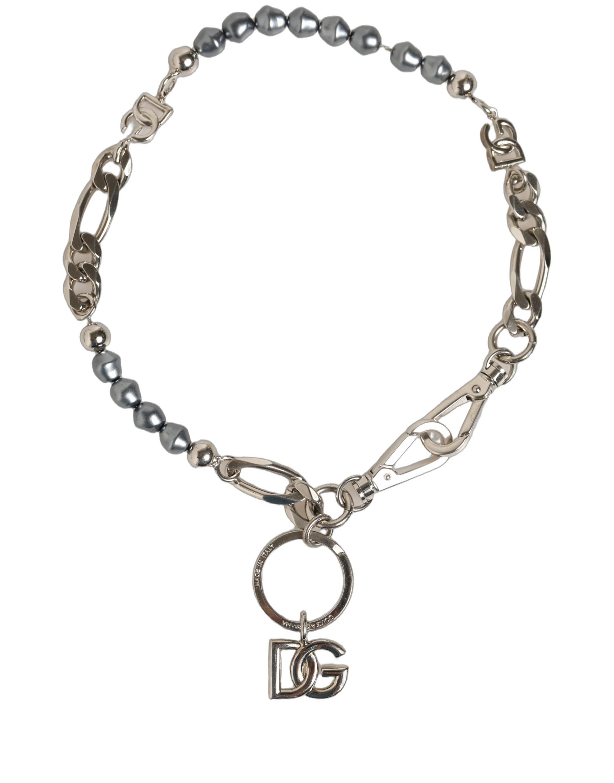 Pre-Owned Dolce & Gabbana Silver Tone Chain Signature DG Logo Pendant Necklace