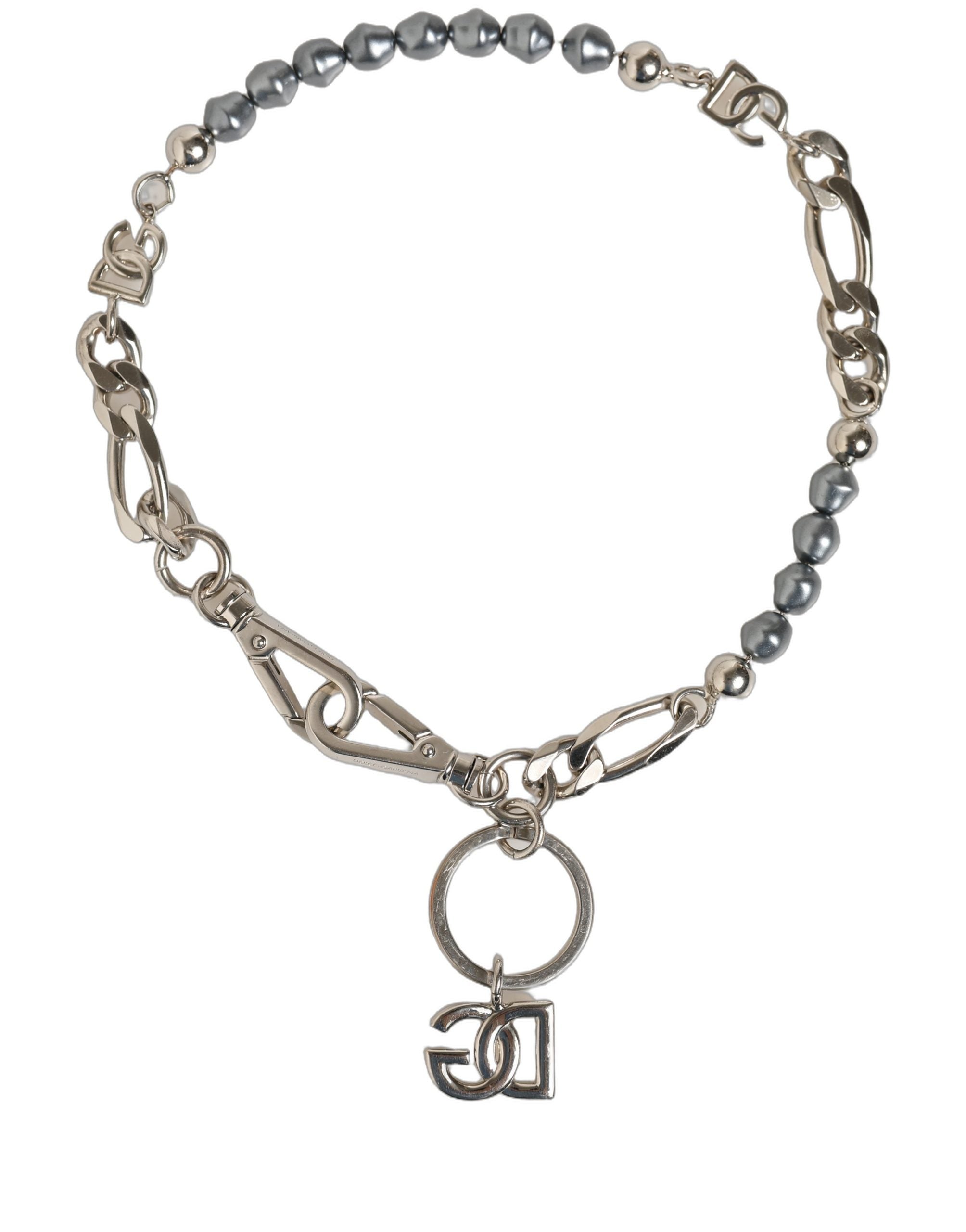 Pre-Owned Dolce & Gabbana Silver Tone Chain Signature DG Logo Pendant Necklace