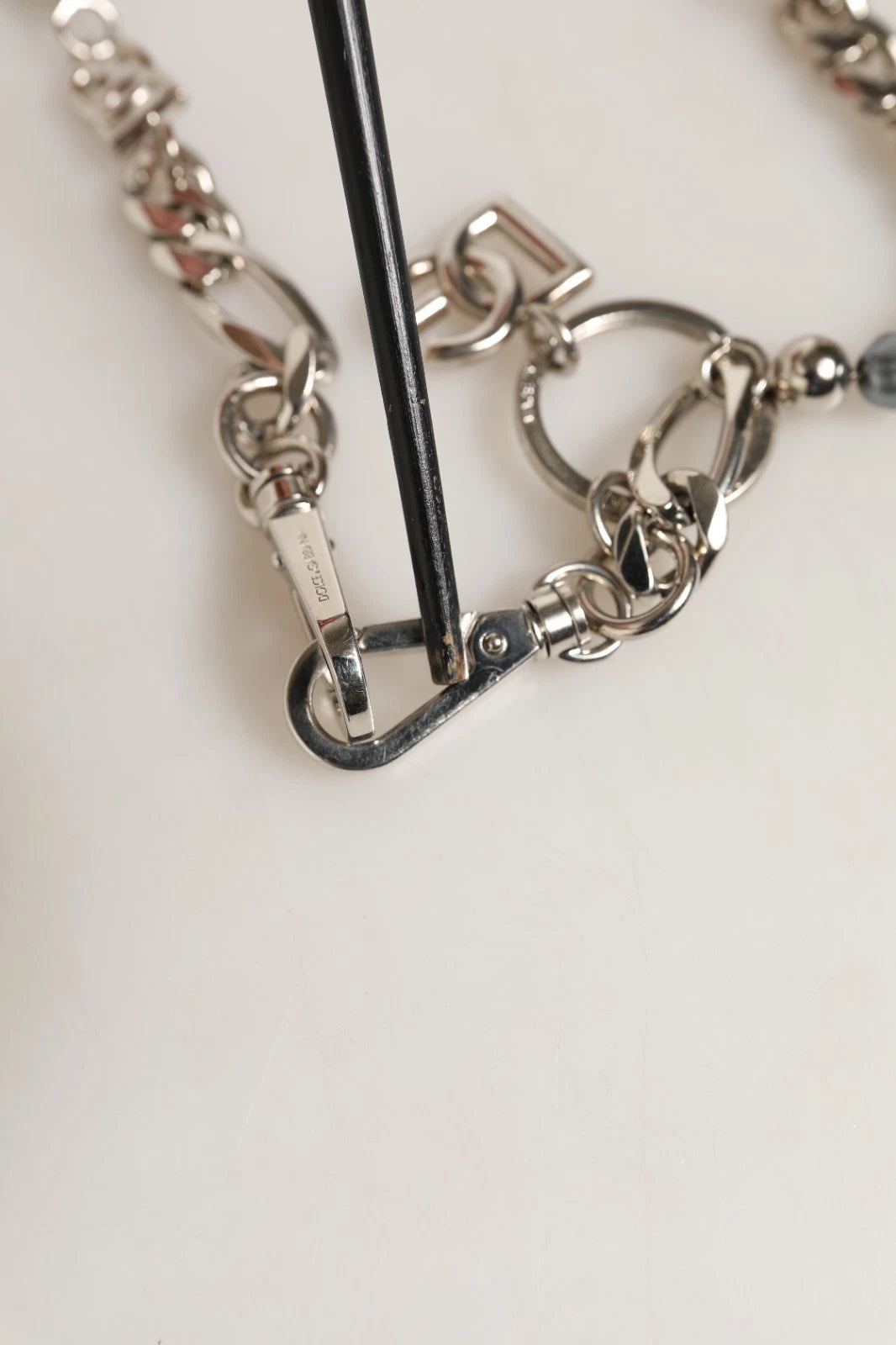Pre-Owned Dolce & Gabbana Silver Tone Chain Signature DG Logo Pendant Necklace