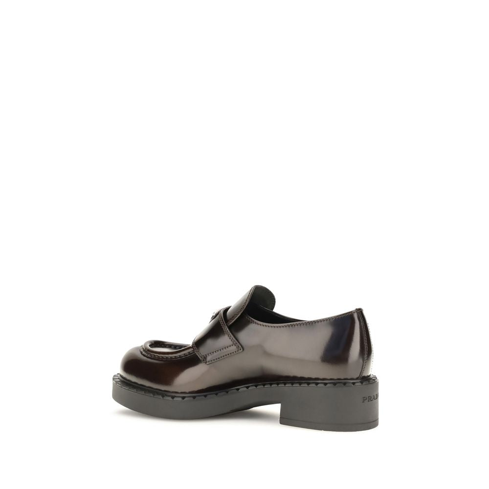 Prada Brown Leather Slip-On Loafers
