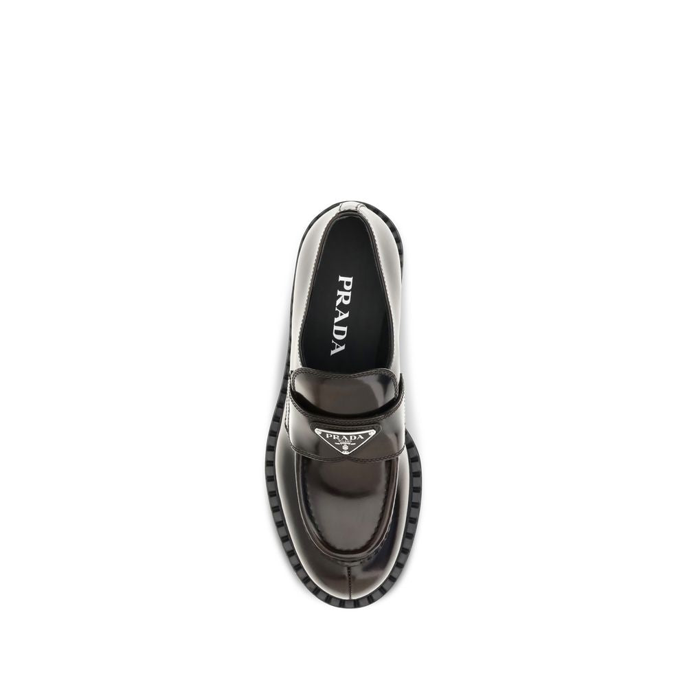 Prada Brown Leather Slip-On Loafers