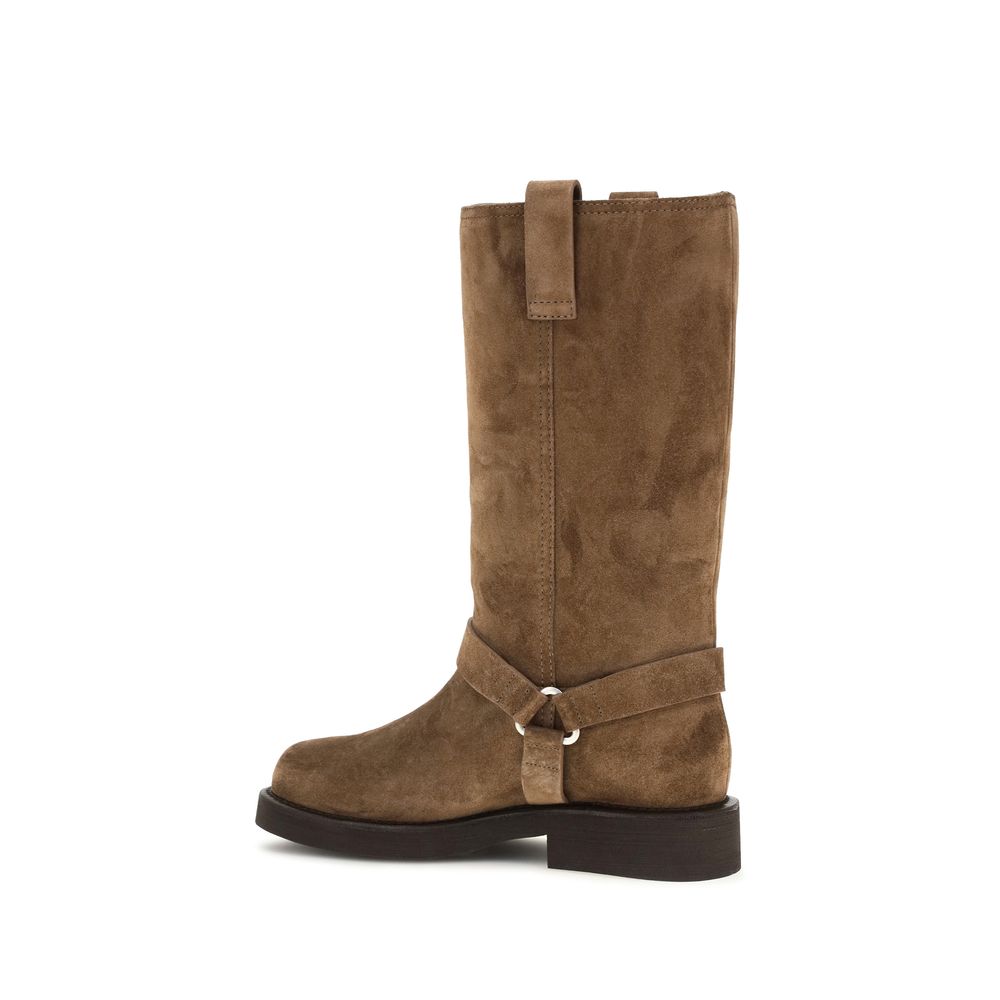 Brunello Cucinelli Brown Leather Flat Boots
