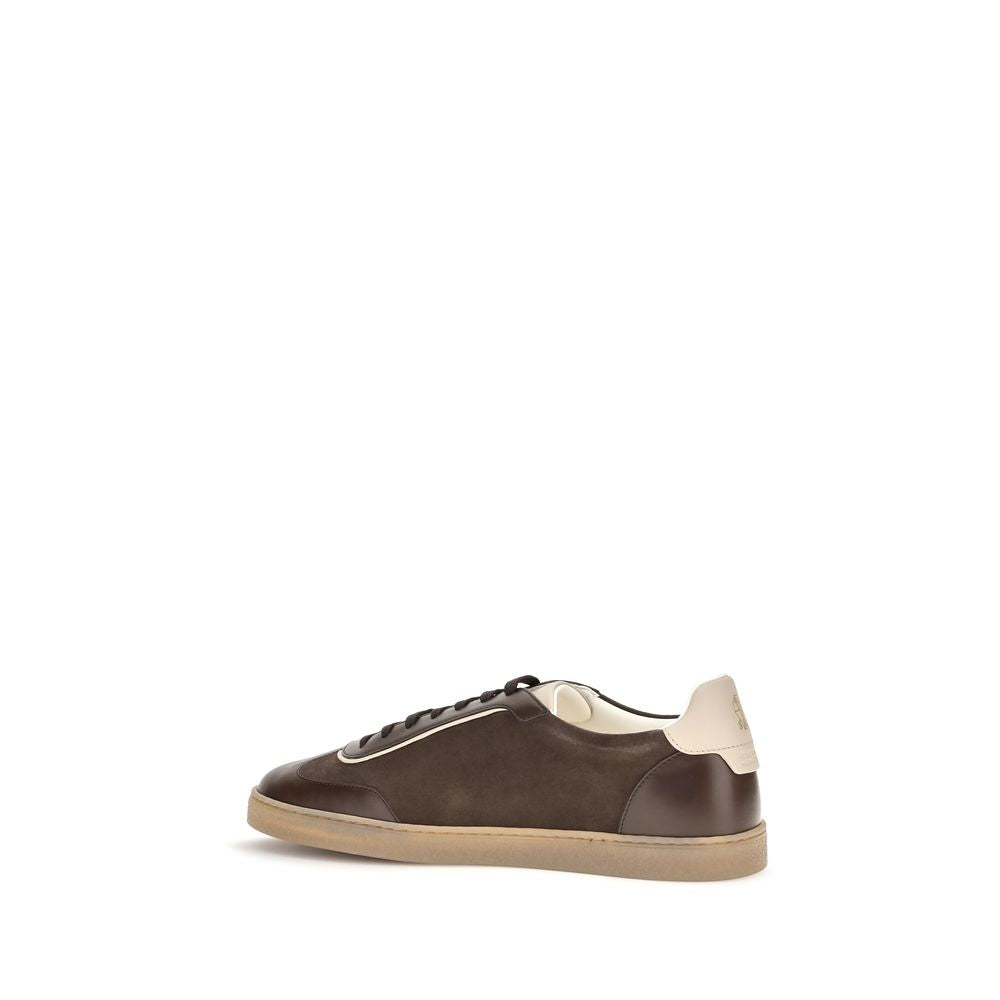 Brunello Cucinelli Brown Leather Low Top Sneakers
