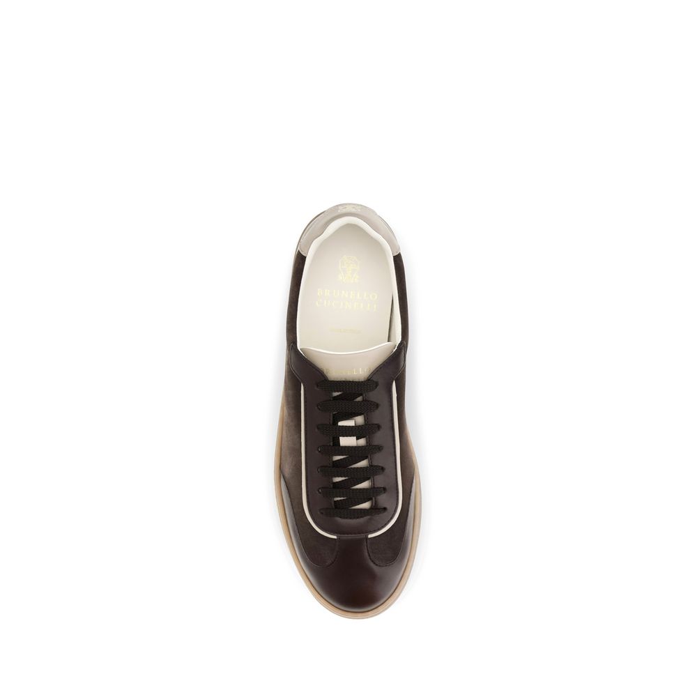 Brunello Cucinelli Brown Leather Low Top Sneakers