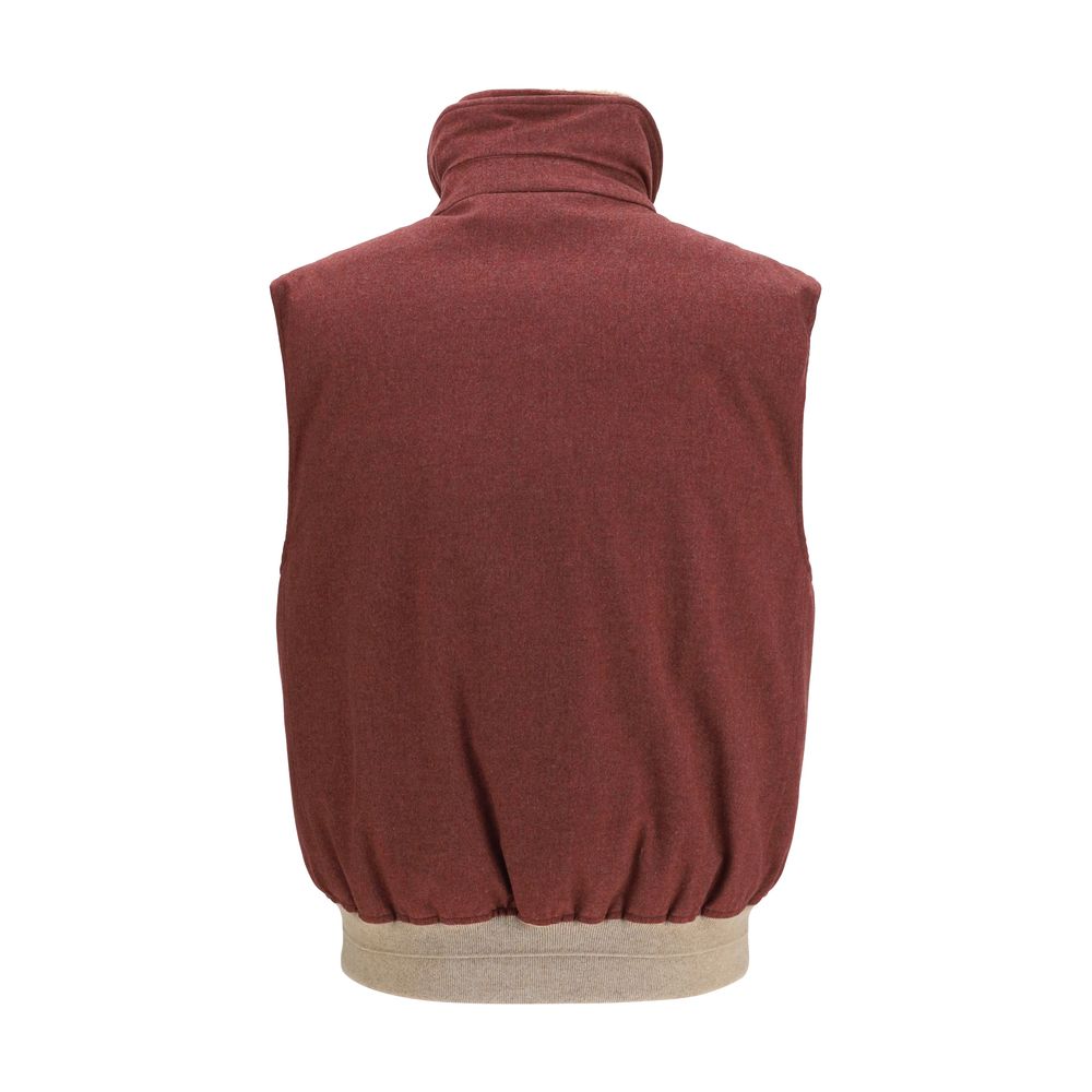Brunello Cucinelli Bordeaux Wool Sleeveless Jacket