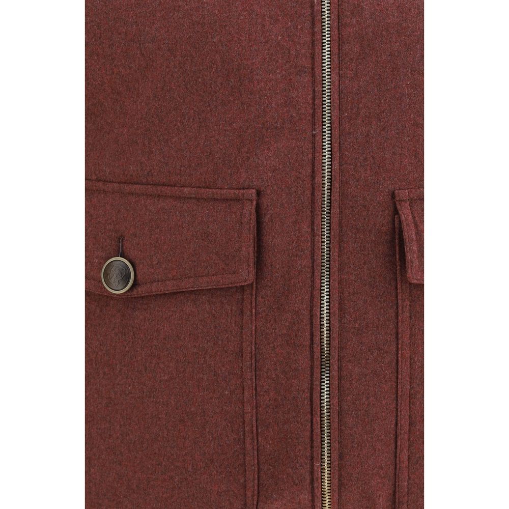 Brunello Cucinelli Bordeaux Wool Sleeveless Jacket