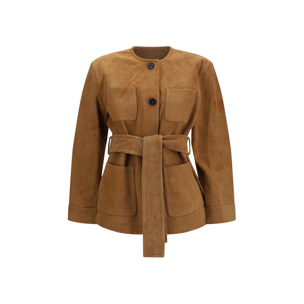 Max Mara Brown Leather Full-Length Jacket