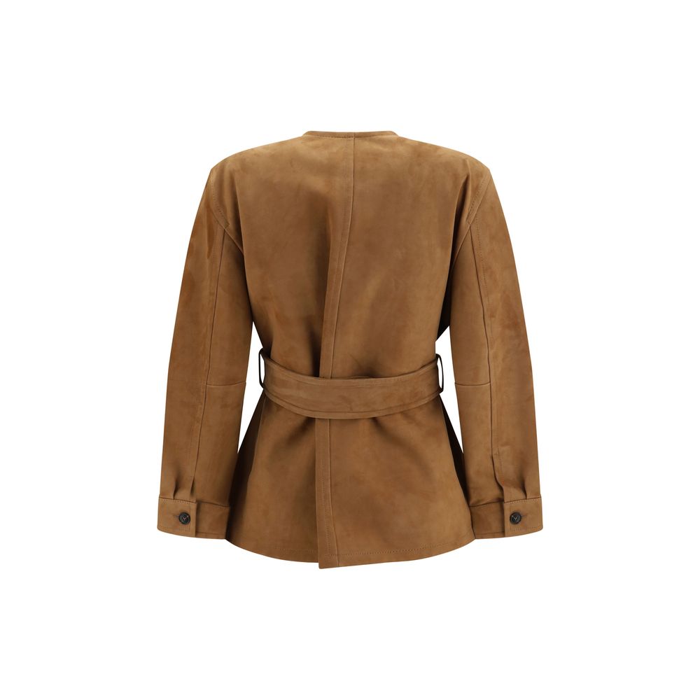 Max Mara Brown Leather Full-Length Jacket