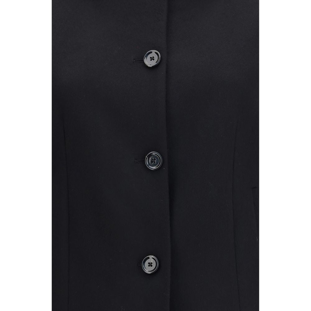 Lardini Black Wool Full-Length Jacket