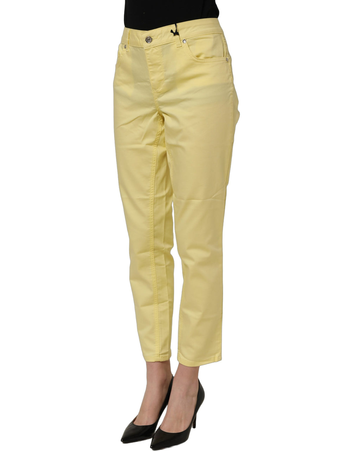 Liu Jo Yellow Mid Waist Straight Cropped Denim Women Trouser Jeans