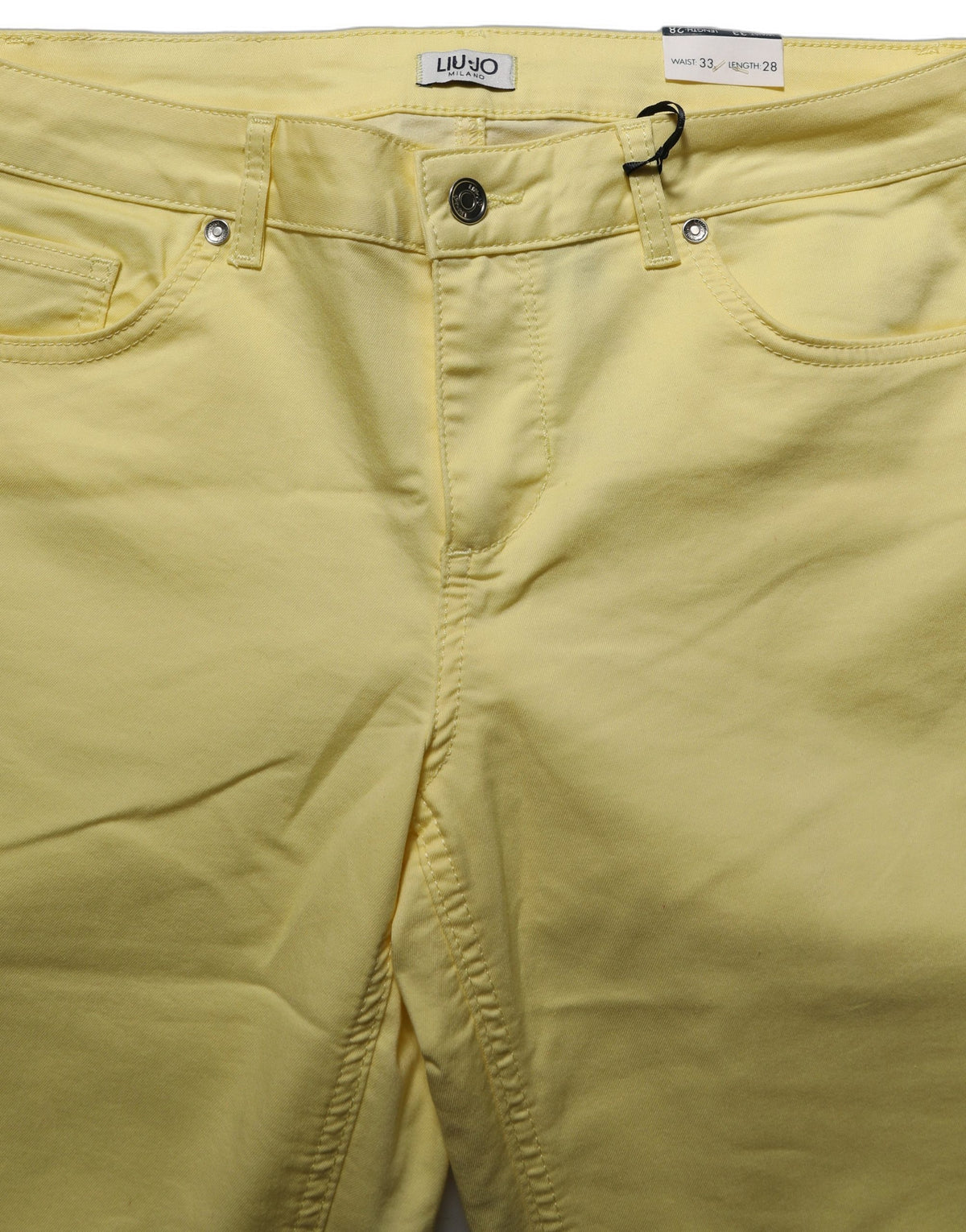 Liu Jo Yellow Mid Waist Straight Cropped Denim Women Trouser Jeans