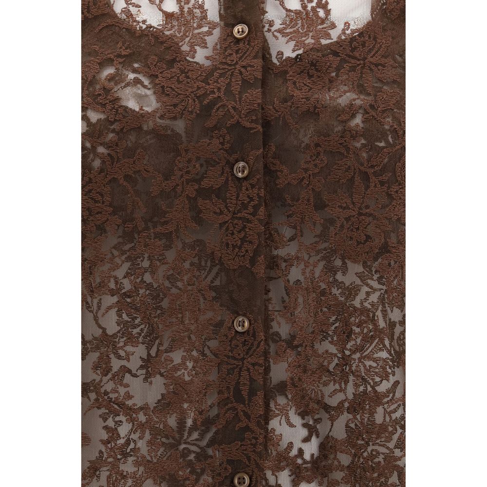 Ermanno Scervino Brown Pattern Shirt