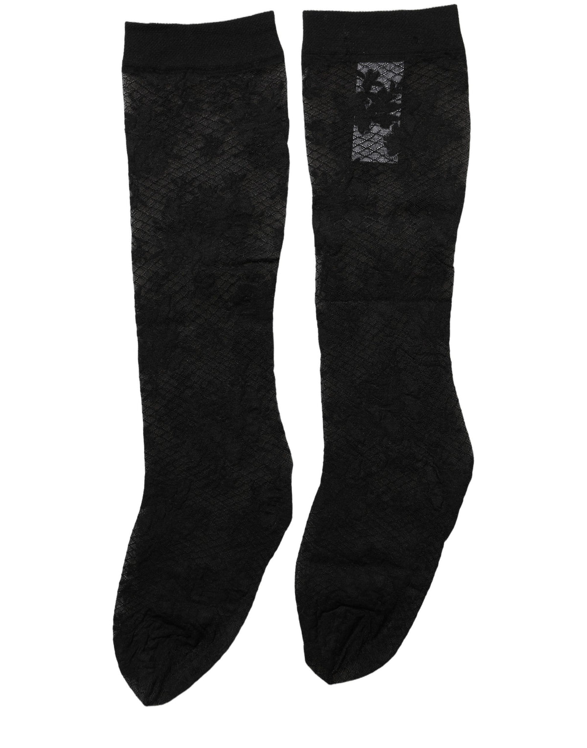 Dolce & Gabbana Black Floral Lace Nylon Stretch Stockings Socks