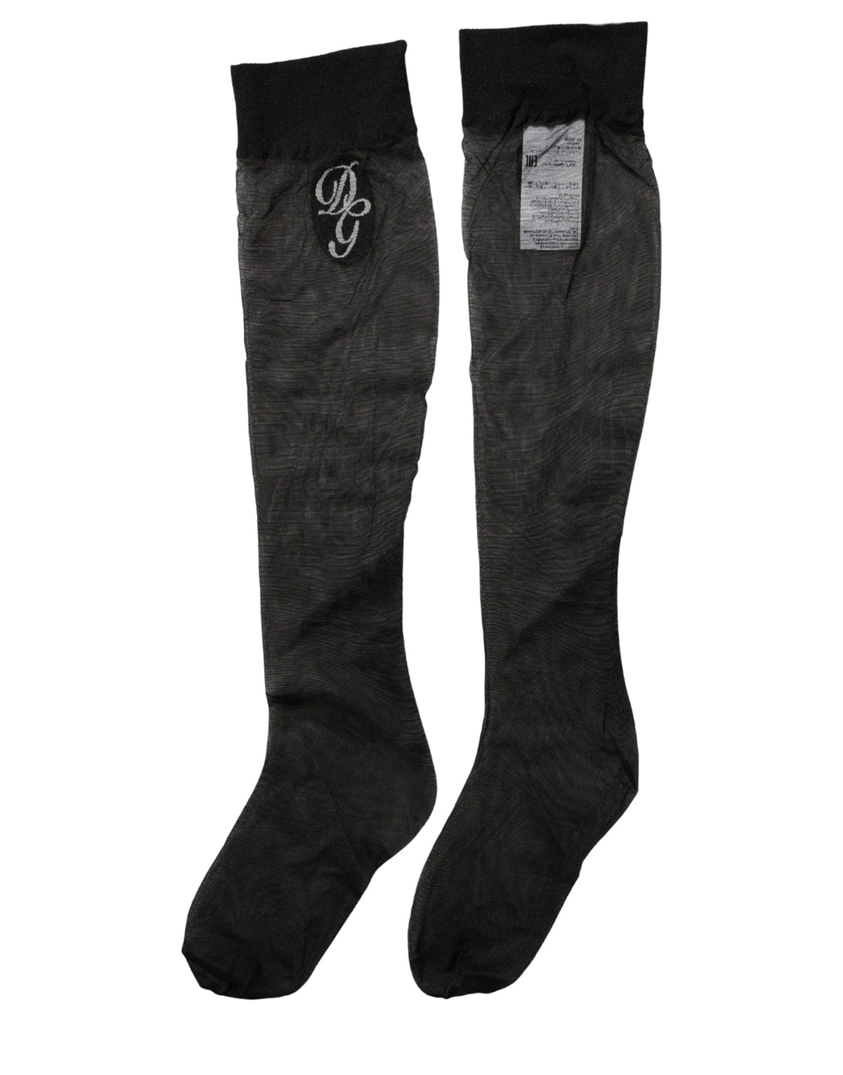 Dolce & Gabbana Black Nylon Mesh Sheer Calf Long Accessory Socks