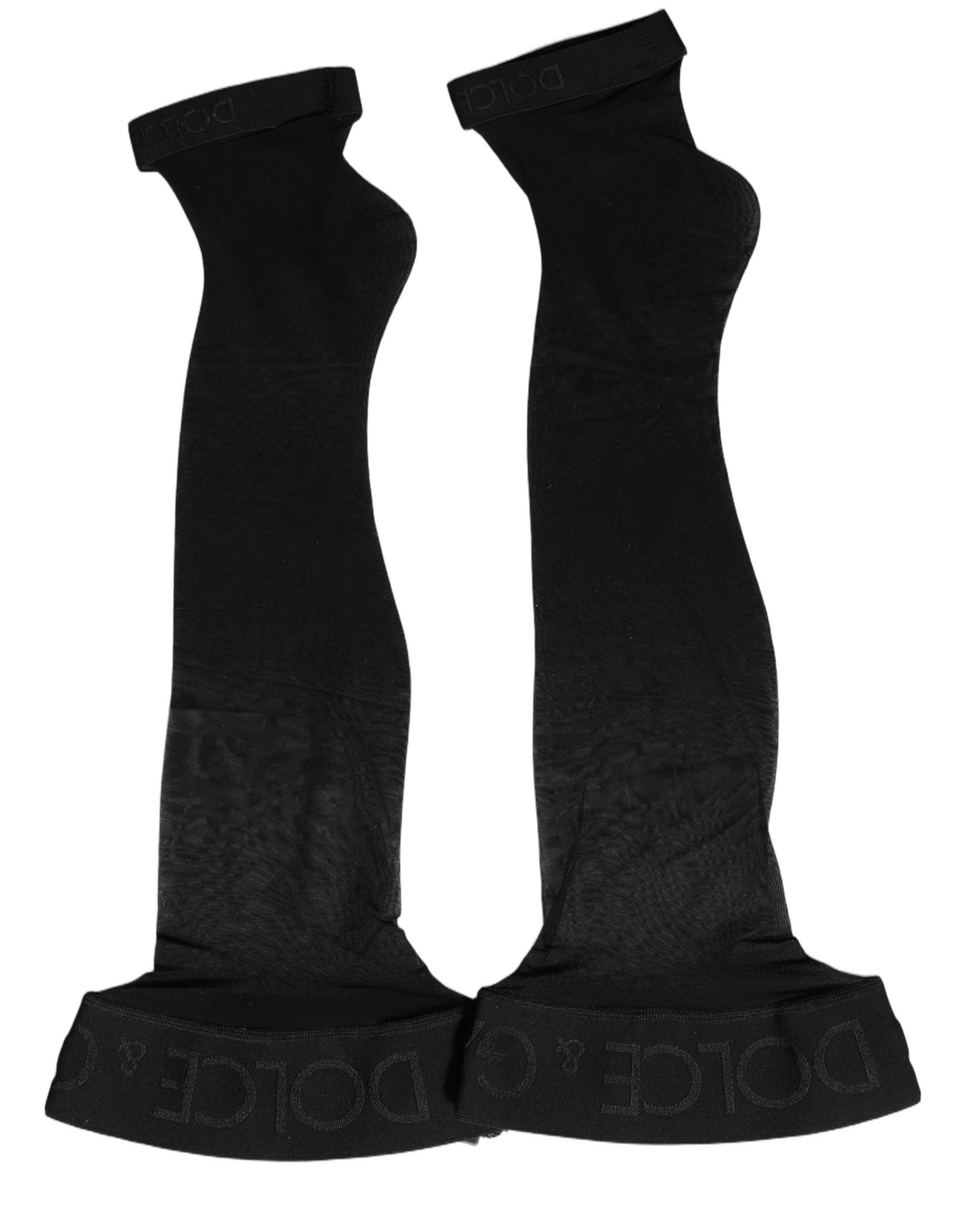 Dolce & Gabbana Black Nylon Logo Long Women Accessory Socks