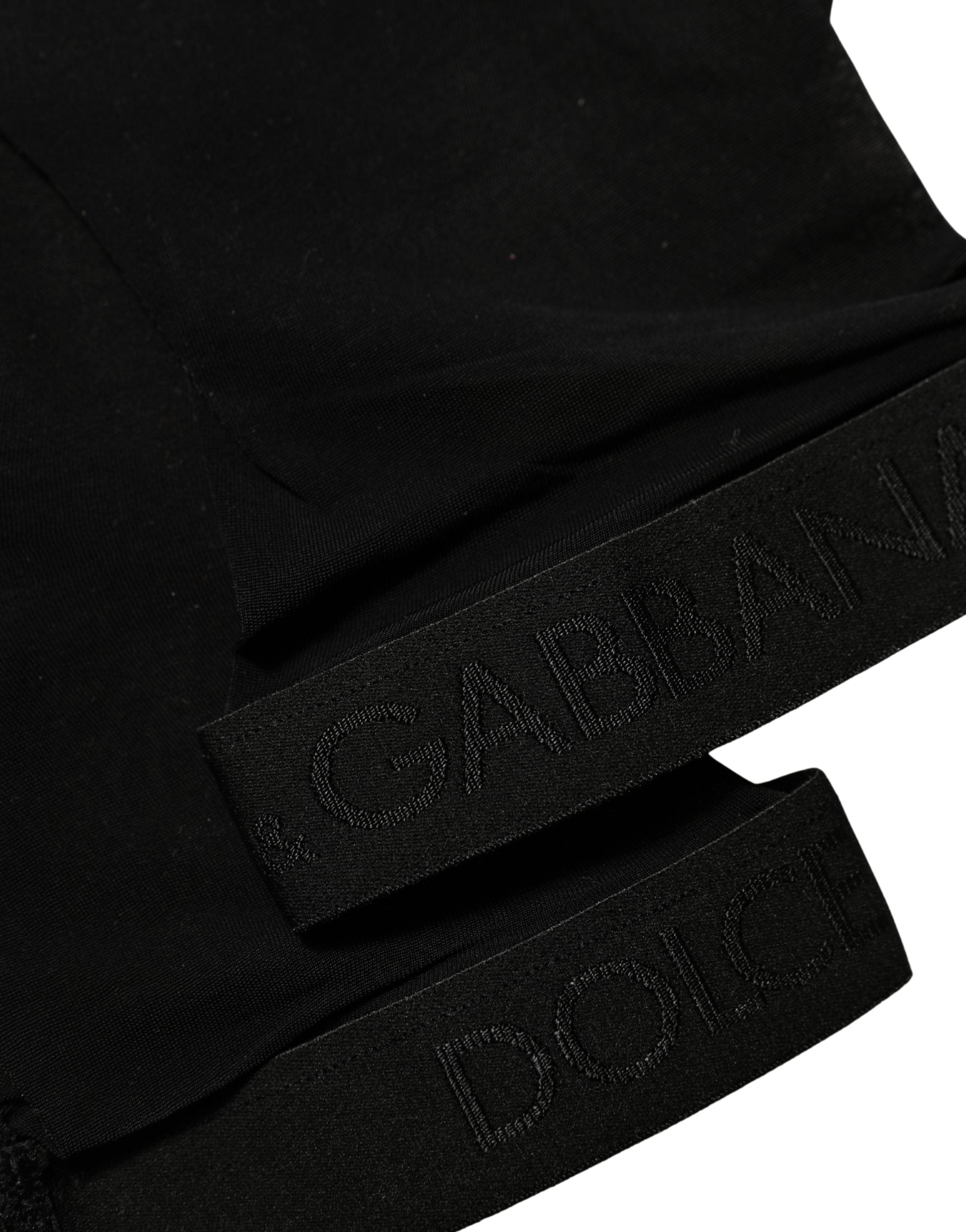 Dolce & Gabbana Black Nylon Logo Long Women Accessory Socks
