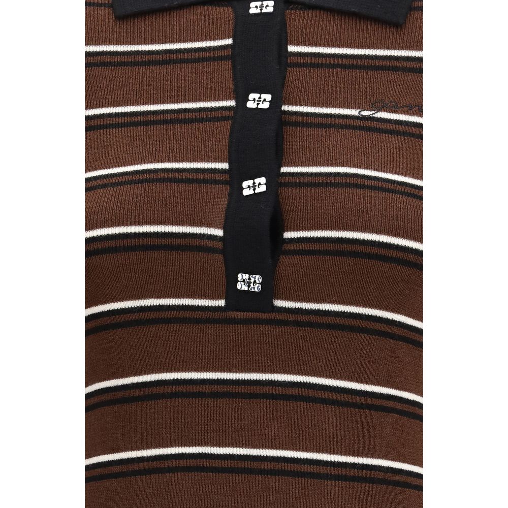 Ganni Brown Wool Dress Shirt