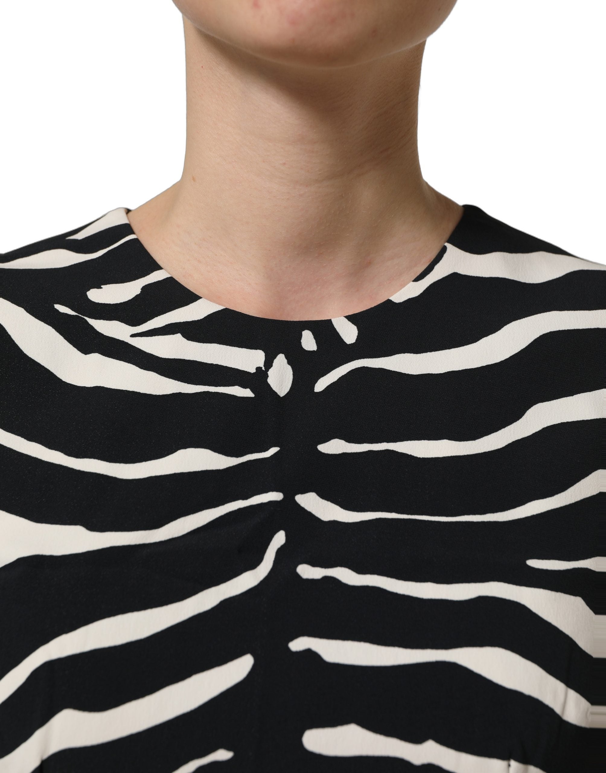 Dolce & Gabbana Black White Zebra Sleeveless Cropped Tank Top