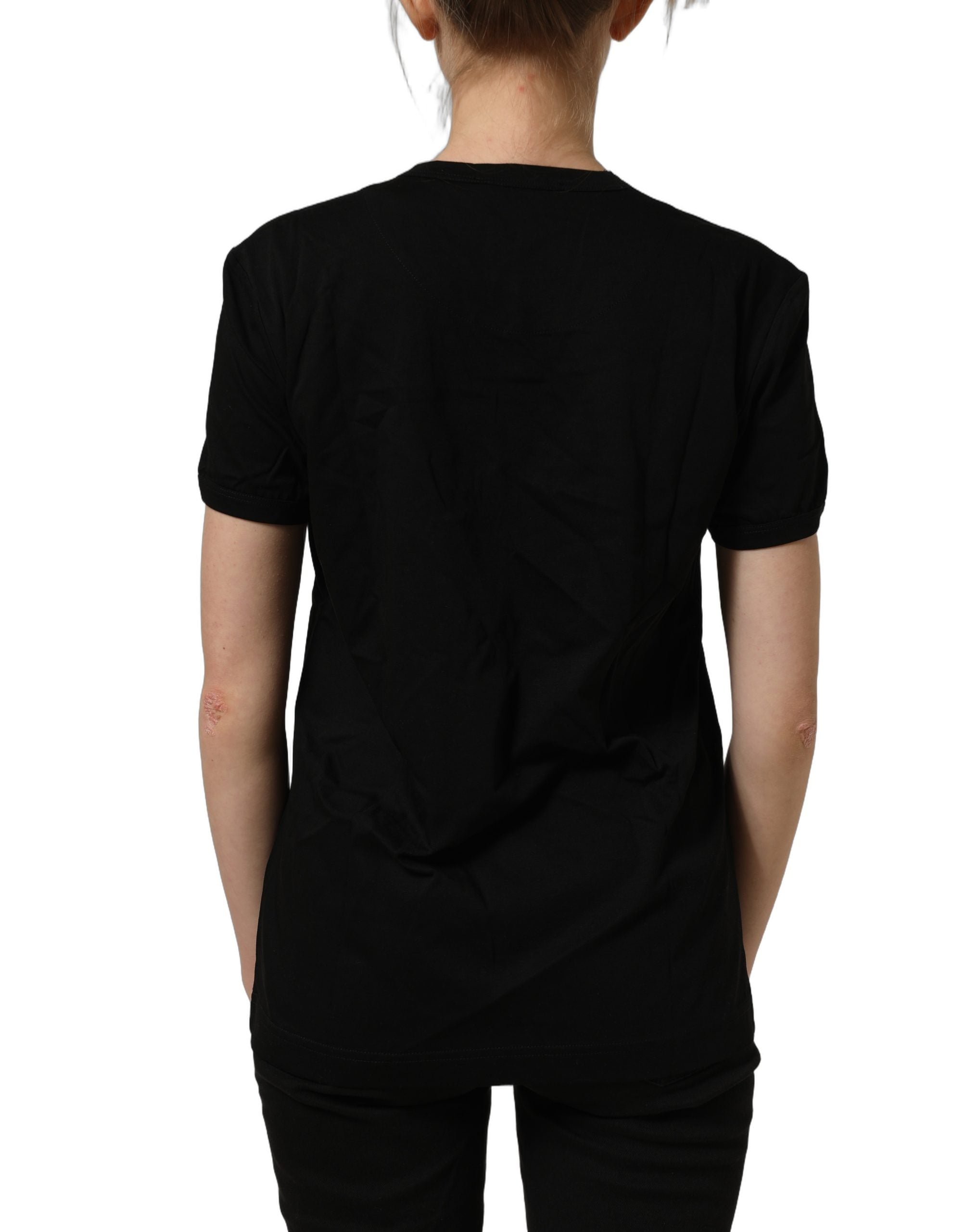 Dolce & Gabbana Black Cotton Crew Neck Short Sleeves T-shirt