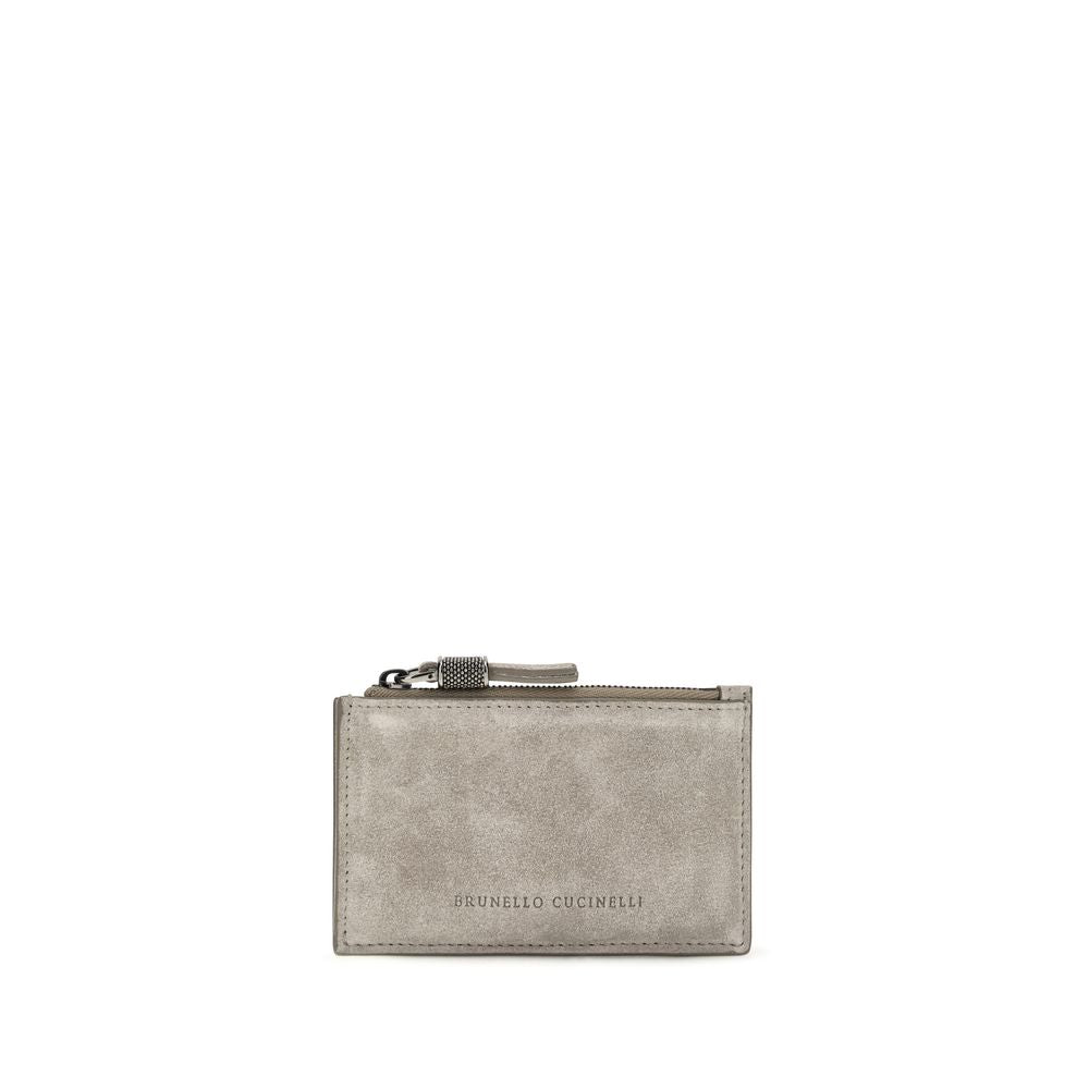 Brunello Cucinelli Gray Leather Wallet