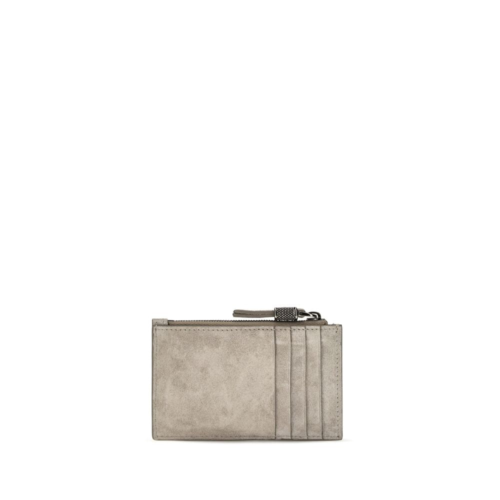 Brunello Cucinelli Gray Leather Wallet