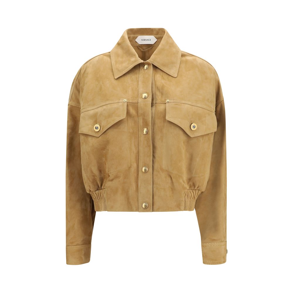 Versace Beige Leather Bomber