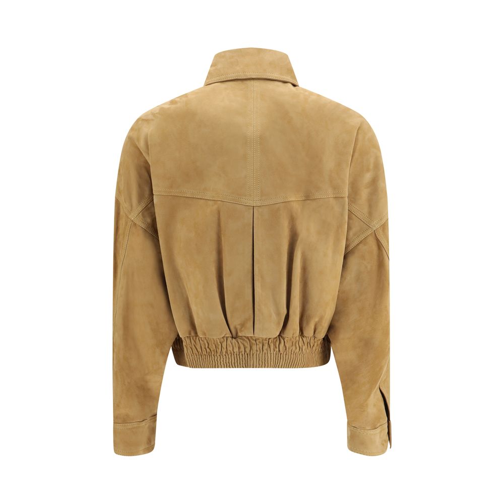 Versace Beige Leather Bomber