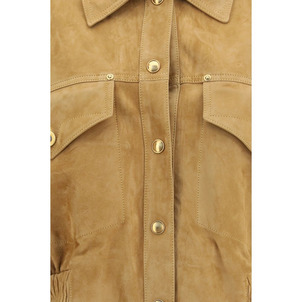 Versace Beige Leather Bomber