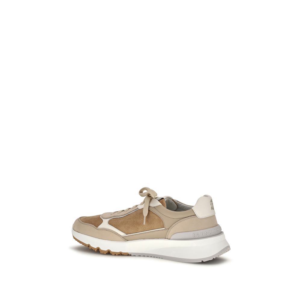 Brunello Cucinelli Beige Leather Low Top Sneakers