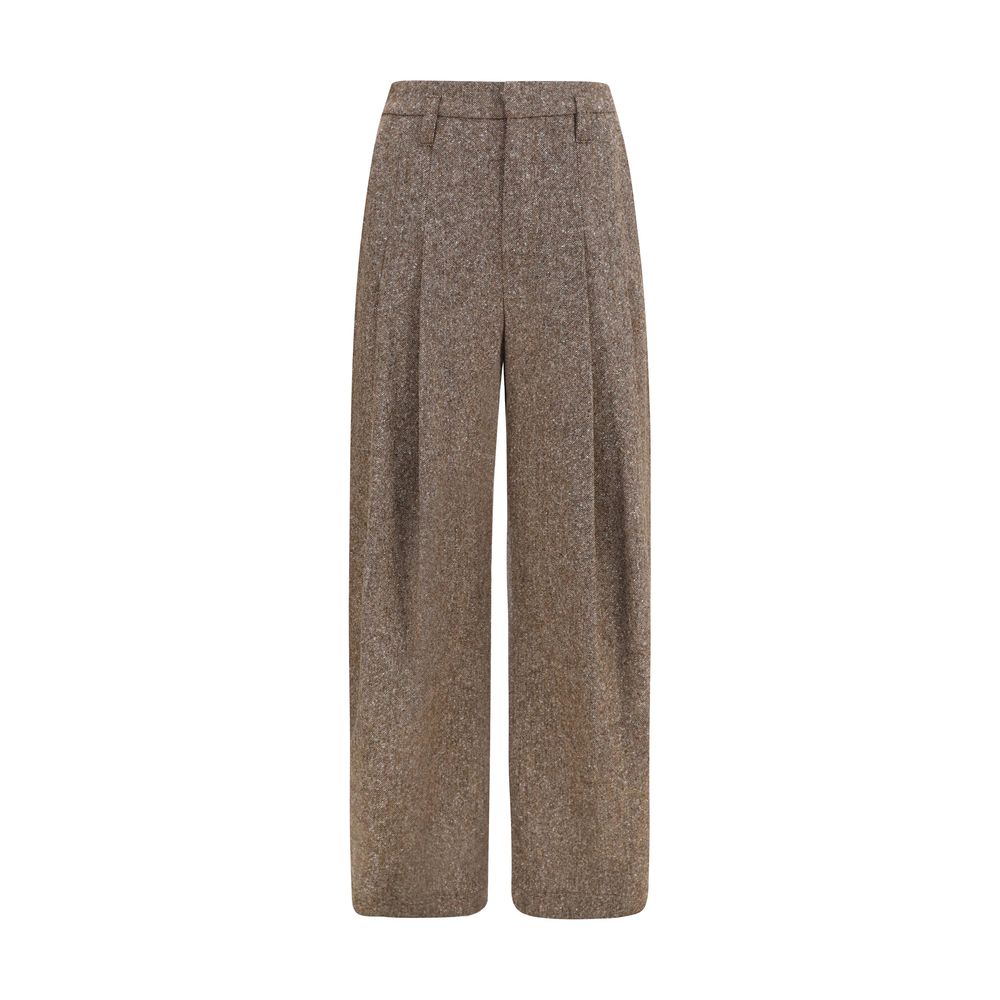 Brunello Cucinelli Brown Wool Casual Pants