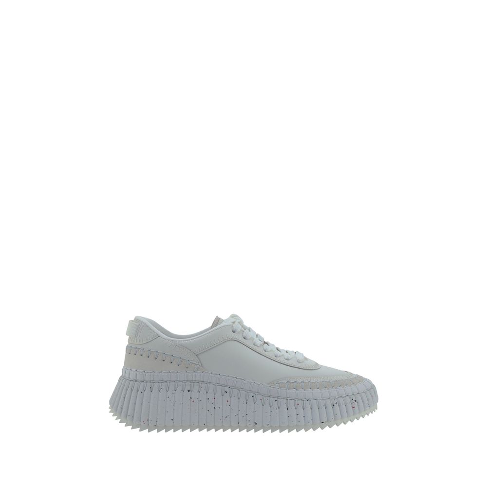 Chloé White Leather Platform Sneakers