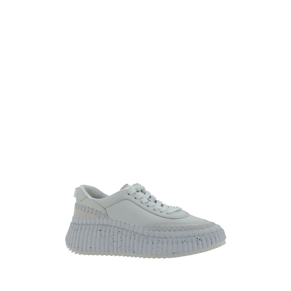 Chloé White Leather Platform Sneakers