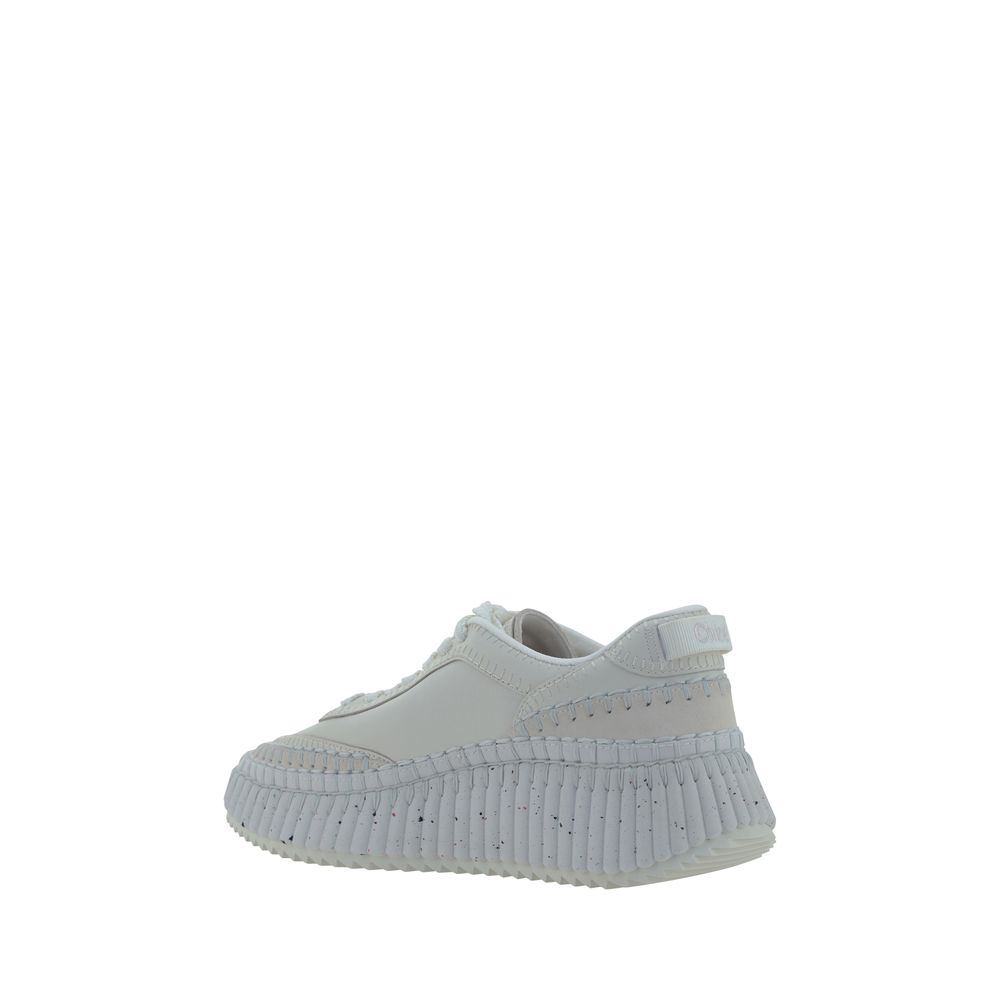 Chloé White Leather Platform Sneakers