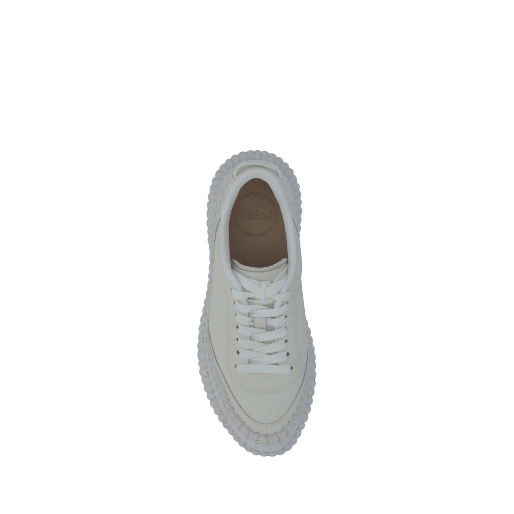 Chloé White Leather Platform Sneakers