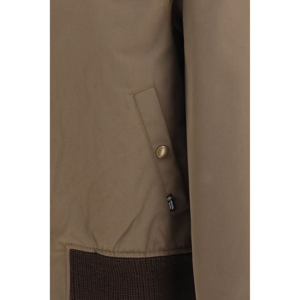 New Prada Brown Cotton Full-Length Jacket
