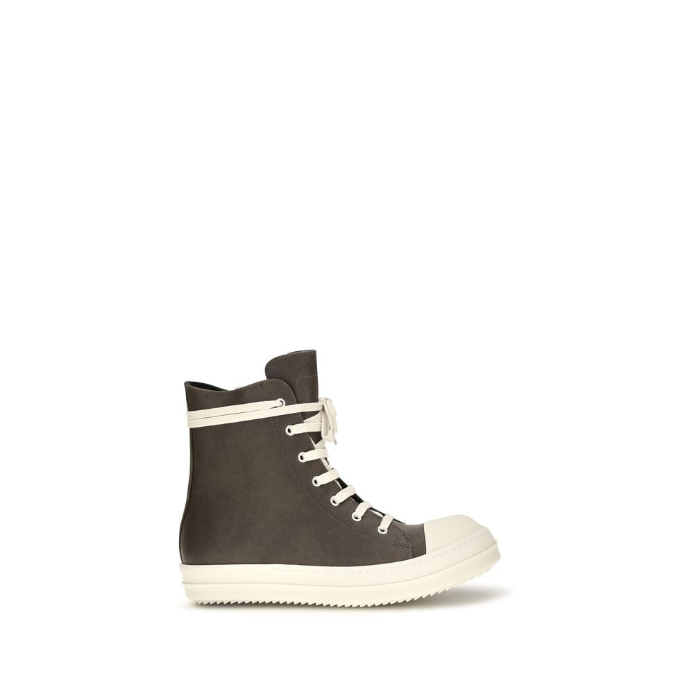 Rick Owens Brown Leather High Top Sneakers