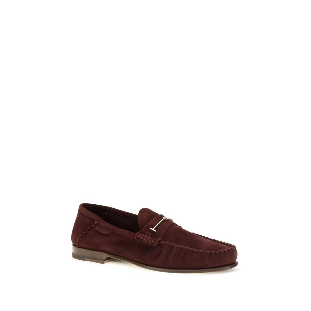 Tom Ford Bordeaux Leather Slip-On Loafers