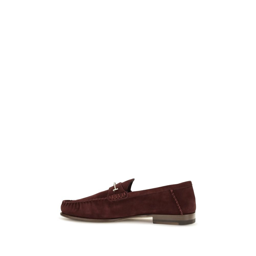 Tom Ford Bordeaux Leather Slip-On Loafers