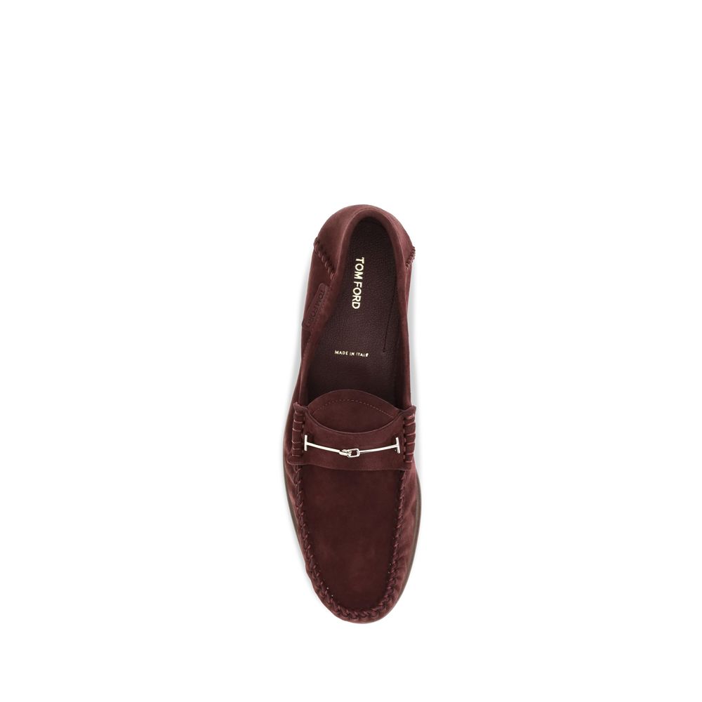 Tom Ford Bordeaux Leather Slip-On Loafers