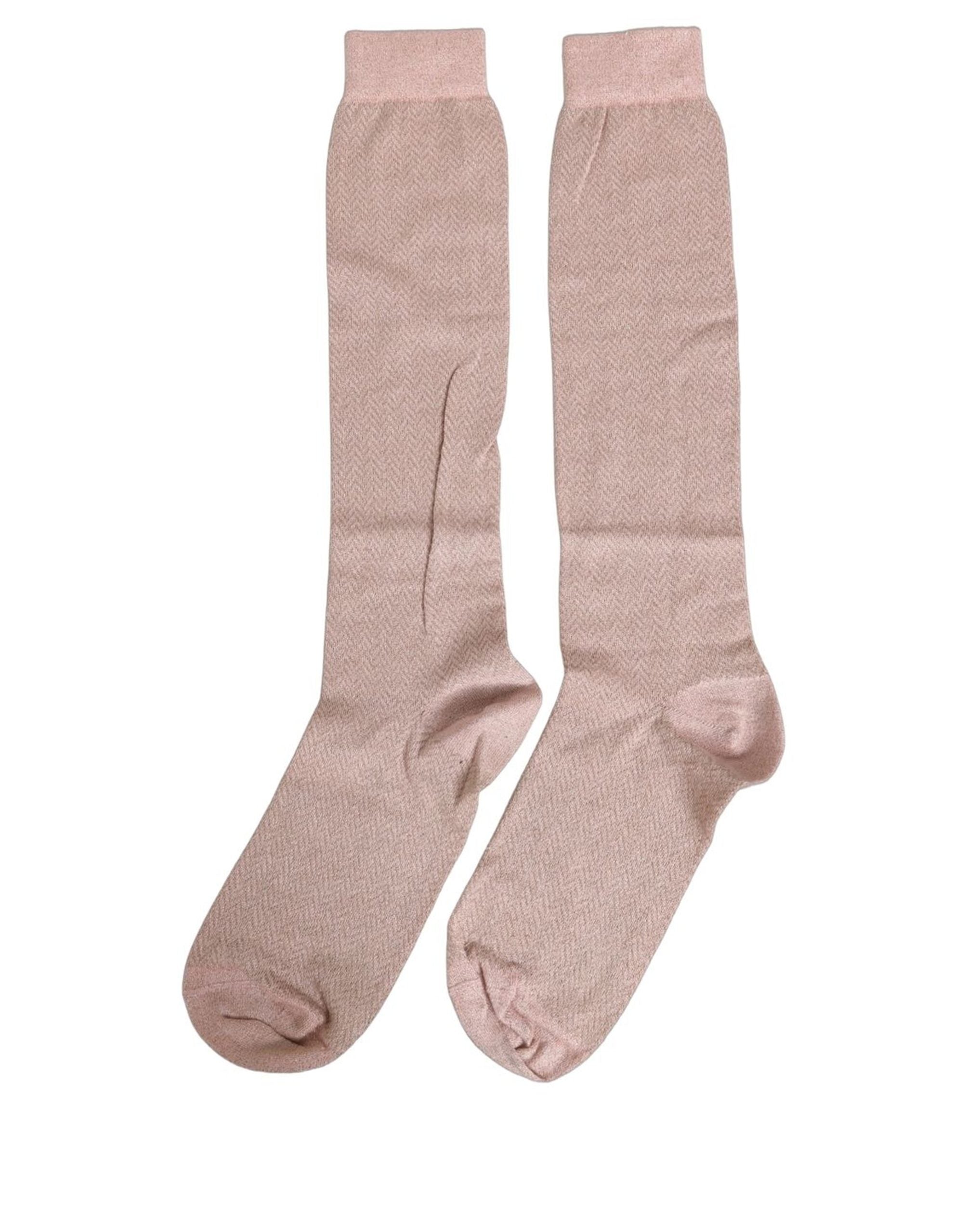 Dolce & Gabbana Light Pink Viscose Over The Calf Accessory Socks
