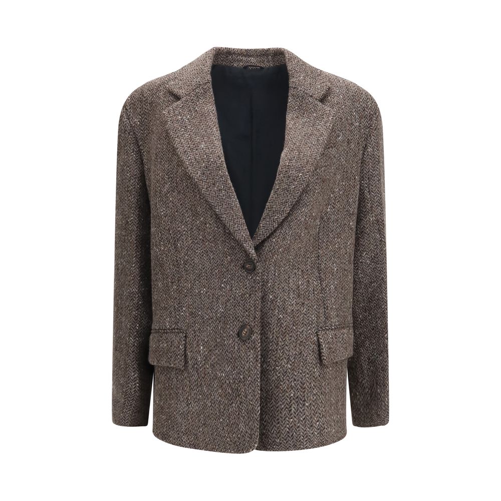 Brunello Cucinelli Brown Wool Biker Jacket