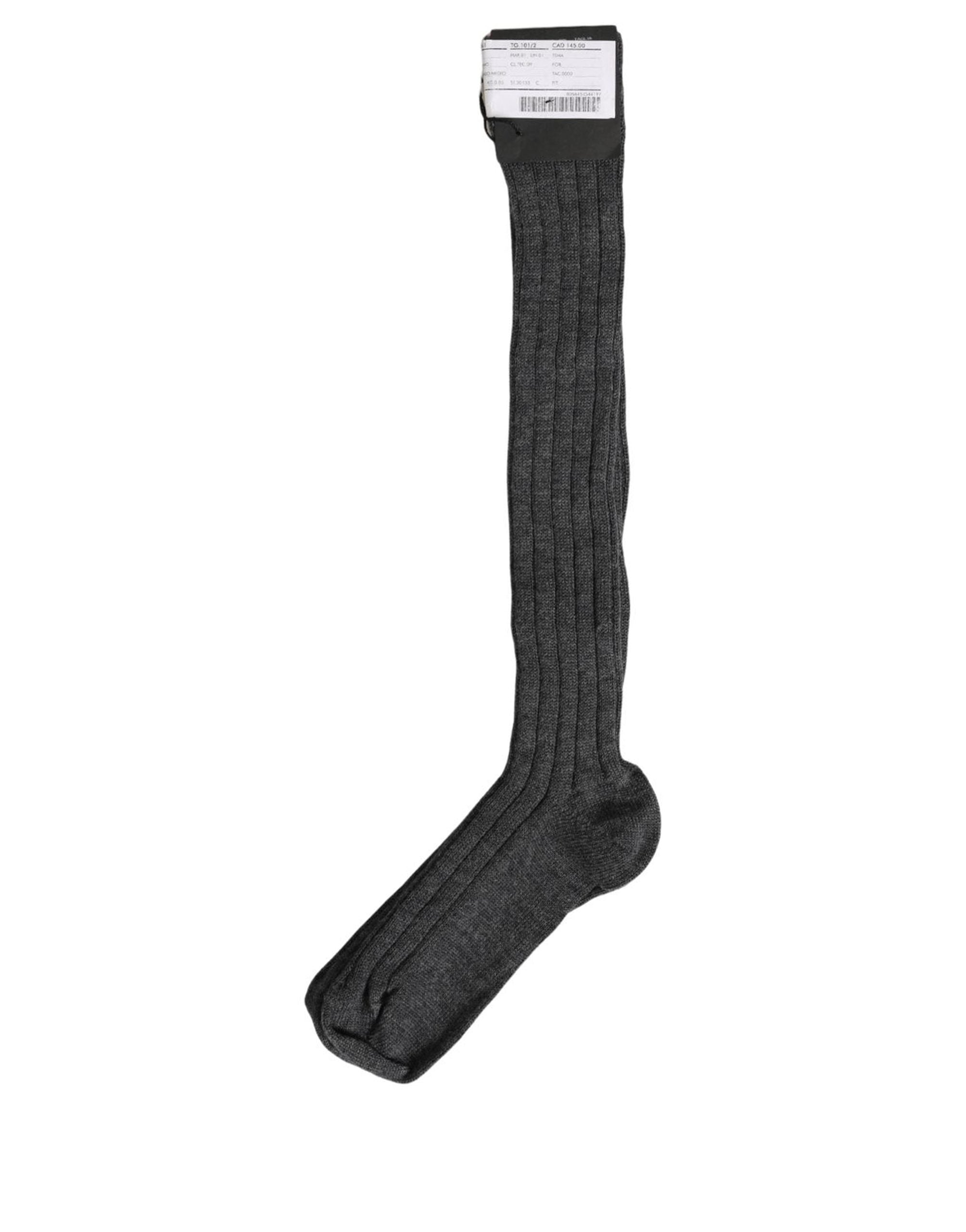 Dolce & Gabbana Gray Wool Blend Over The Accessory Socks