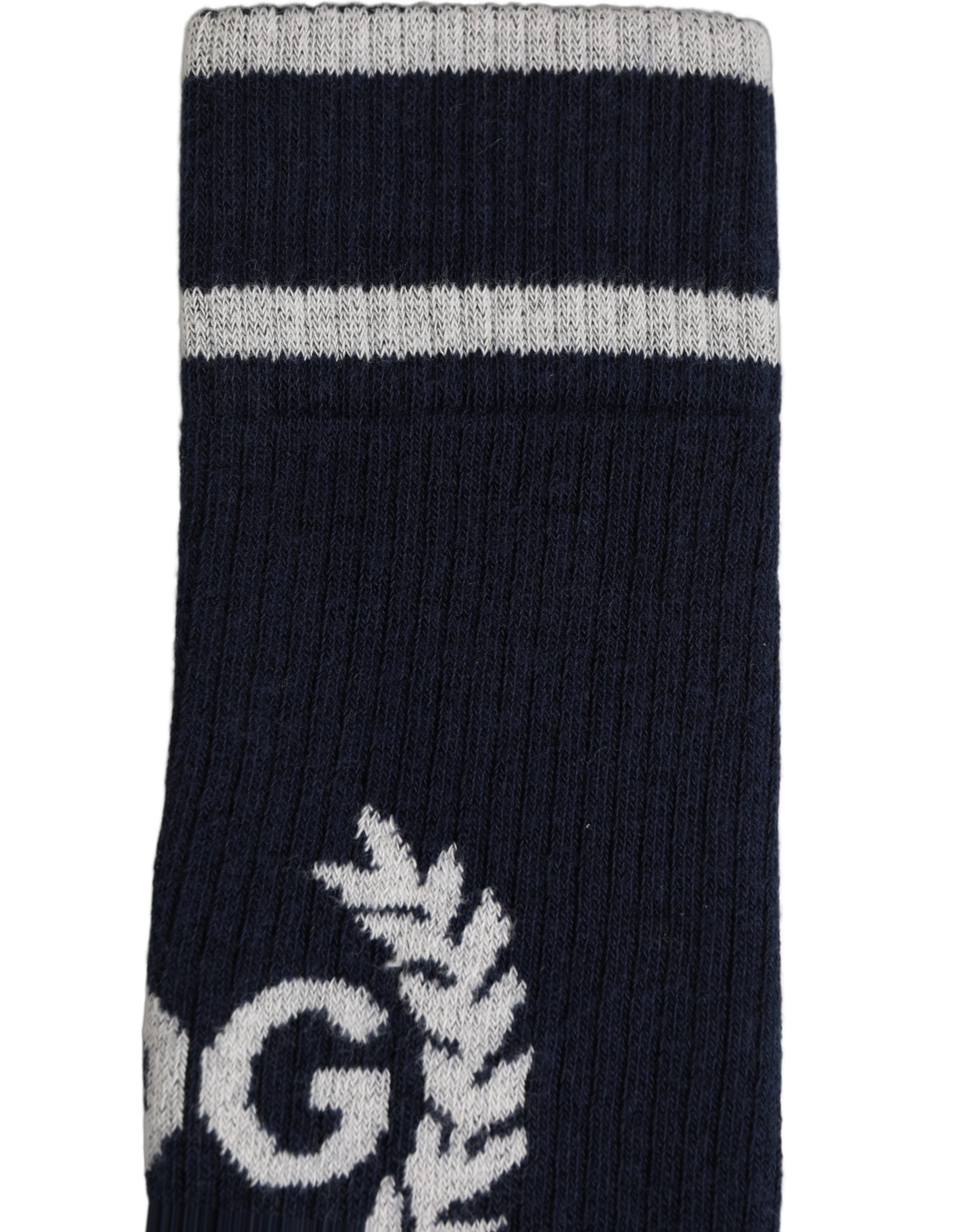 Dolce & Gabbana Men Navy Blue DG Logo Mid Calf Accessory Socks
