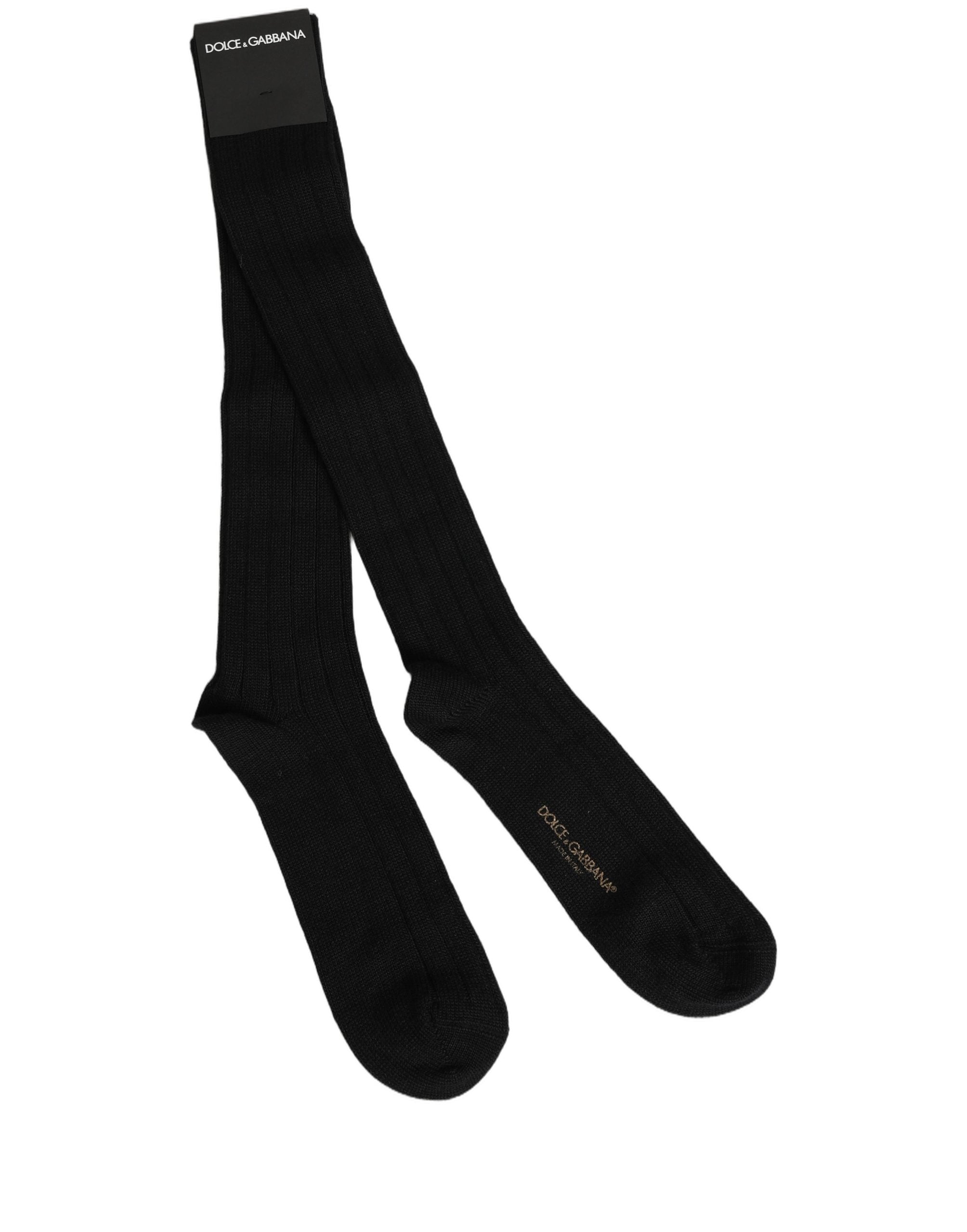 Dolce & Gabbana Black DG Logo Print Over The Accessory Socks