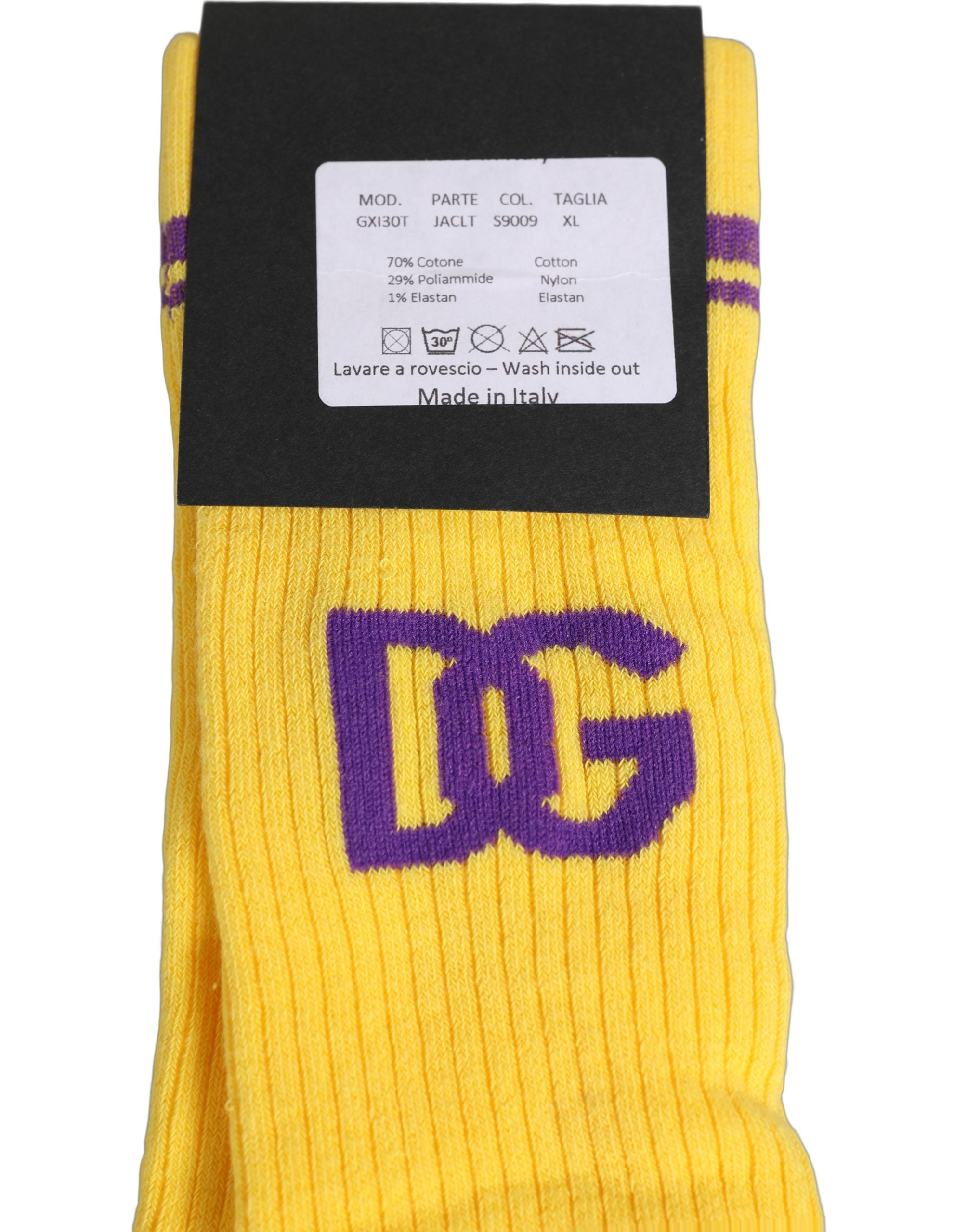 Dolce & Gabbana Men Yellow DG Logo Over Accessory Socks