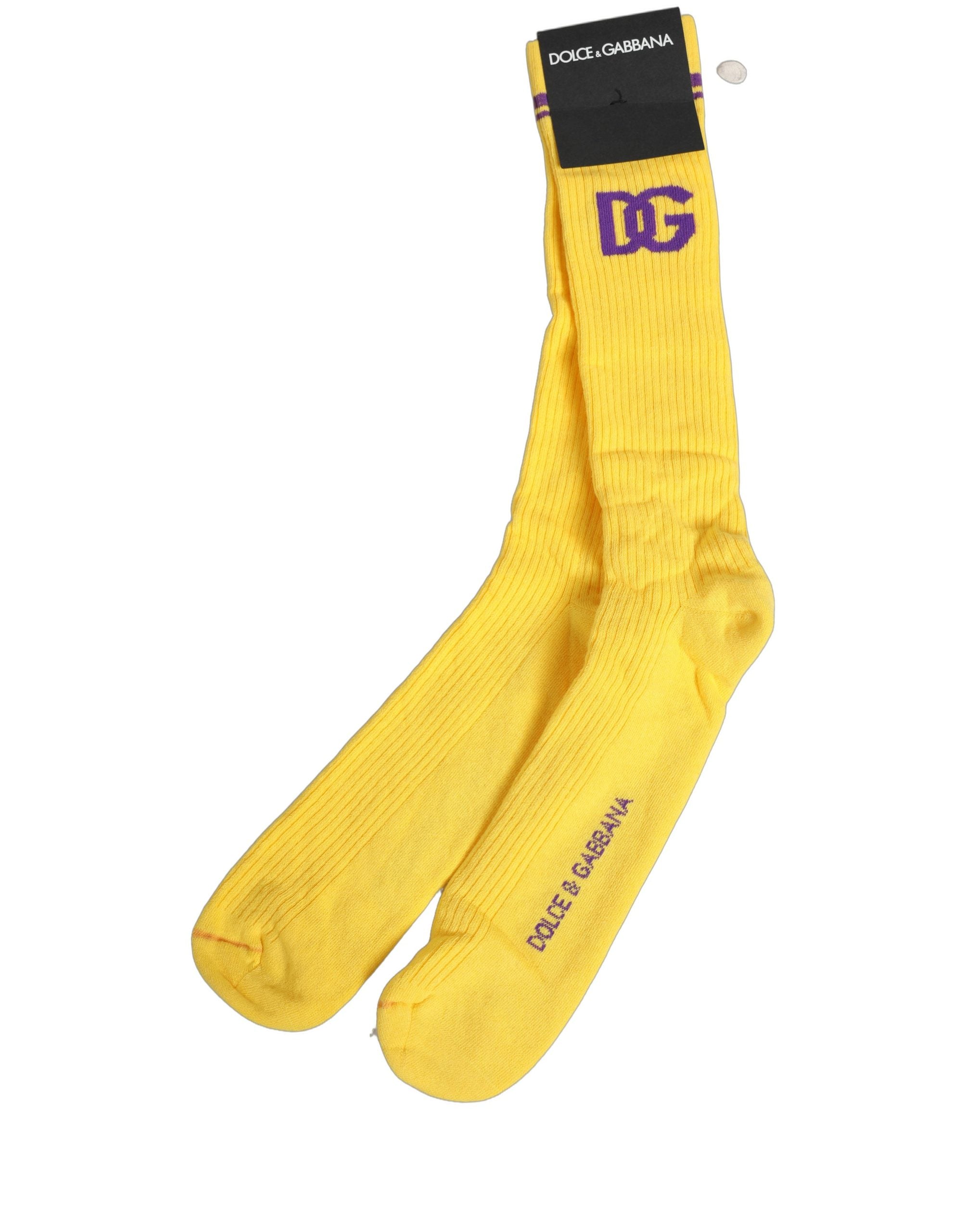 Dolce & Gabbana Men Yellow DG Logo Over Accessory Socks